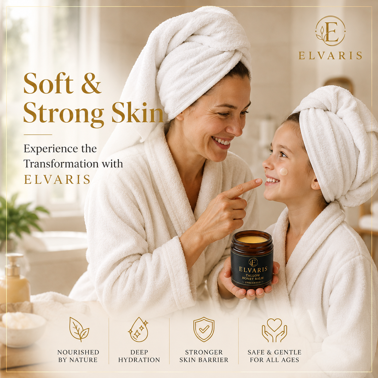 Elvaris Organic Grass-Fed Beef Tallow with Raw Honey (Unscented)
