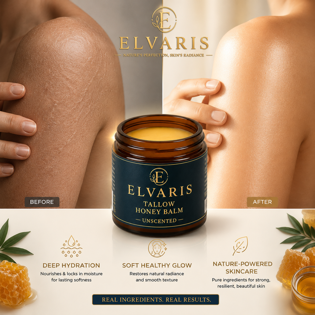 Elvaris Organic Grass-Fed Beef Tallow with Raw Honey (Unscented)