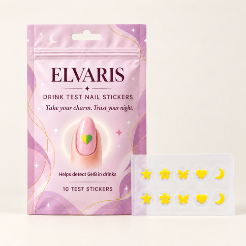 Paquete de stickers de uñas Elvaris para probar tu bebida, con una hoja de 10 stickers